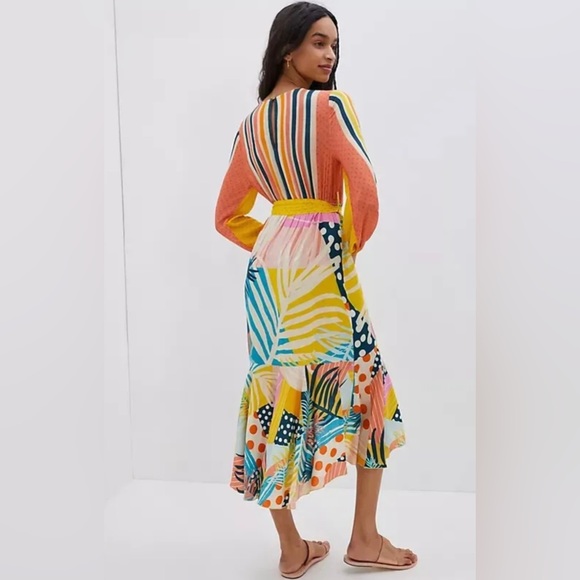 Anthropologie Misty Maxi Asymmetric Dress Multicolor Abstract Print Size Small - Picture 2 of 7